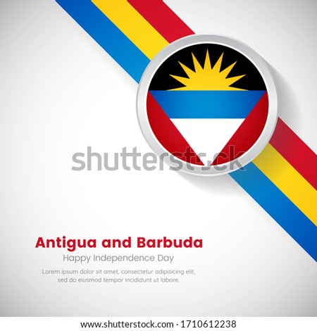 Elegant Antigua and Barbuda national flag on circle. Independence day of Antigua and Barbuda country with classic background