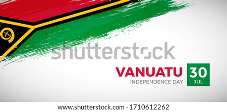Happy independence day of Vanuatu. Brush painted grunge flag of Vanuatu country. Classic brush flag vector background
