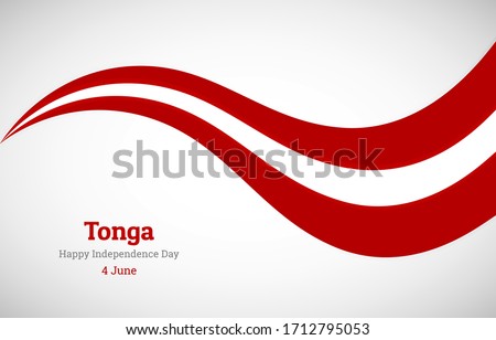 Abstract shiny Tonga wavy flag background. Happy independence day of Tonga with modern vector illustration