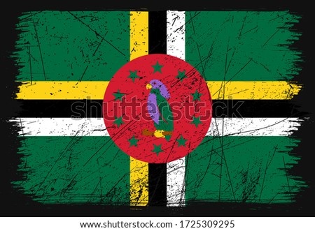 Elegant grunge flag of Dominica country. Happy independence day of Dominica. Brush flag on shiny black background