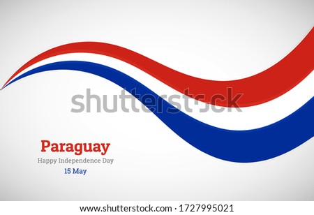 Abstract shiny Paraguay wavy flag background. Happy independence day of Paraguay with creative vector illustration