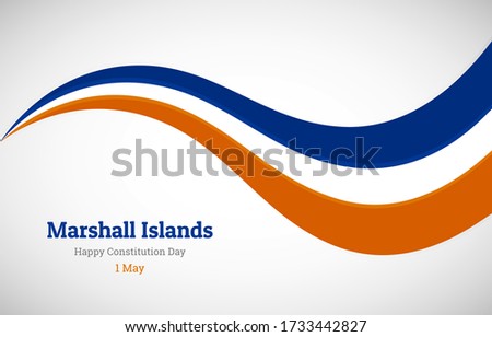 Abstract shiny Marshall Islands wavy flag background. Happy consitution day of Marshall Islands with modern vector illustration