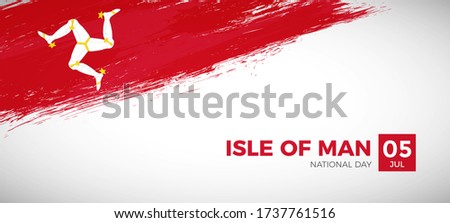 Happy national day of Isle of Man. Brush painted grunge flag of Isle of Man country. Classic brush flag vector background