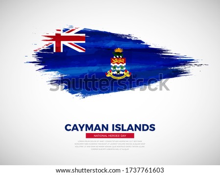 Grunge style brush painted Cayman Islands country flag illustration with Independence day typography. Artistic watercolor brush flag vector