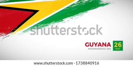 Happy independence day of Guyana. Brush painted grunge flag of Guyana country. Elegant brush flag vector background