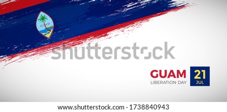 Happy liberation day of Guam. Brush painted grunge flag of Guam country. Artistic brush flag vector background