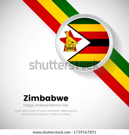 Abstract Zimbabwe national flag on circle. Independence day of Zimbabwe country with classic background