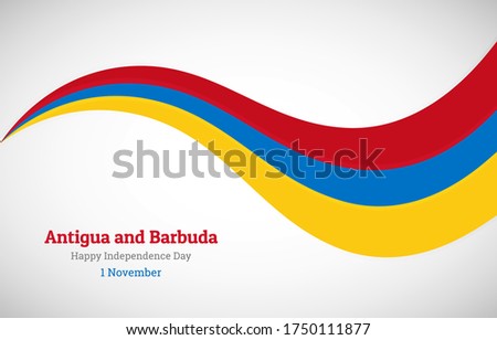 Abstract shiny Antigua and Barbuda wavy flag background. Happy independence day of Antigua and Barbuda with elegant vector illustration