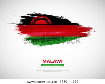 Grunge style brush painted Malawi country flag illustration with Independence day typography. Artistic watercolor brush flag vector