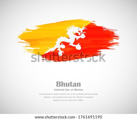 Abstract brush painted grunge flag of Bhutan country for national day of Bhutan