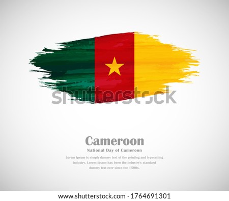 Abstract brush painted grunge flag of Cameroon country for national day of Cameroon