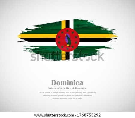 Abstract brush painted grunge flag of Dominica country for Independence day of Dominica