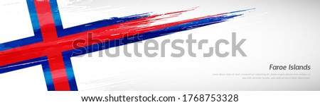 Abstract happy national day of Faroe Islands with creative watercolor national brush flag background