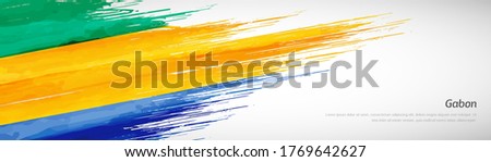 Abstract happy independence day of Gabon with creative watercolor national brush flag background