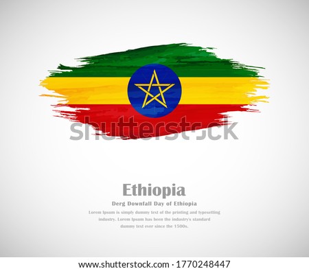 Abstract brush painted grunge flag of Ethiopia country for derg downfall day of Ethiopia