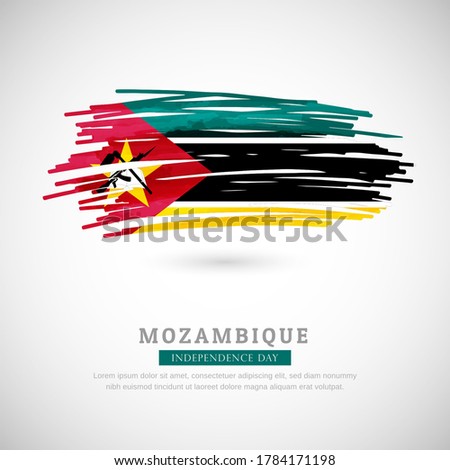 Brush flag of Mozambique country. Happy independence day of Mozambique with grungy flag background