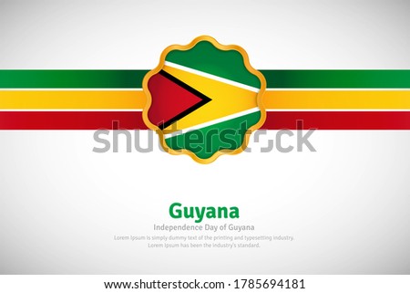 Artistic happy independence day of Guyana with country flag in golden circular shape greeting background