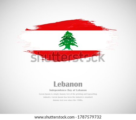 Abstract brush painted grunge flag of Lebanon country for Independence day of Lebanon