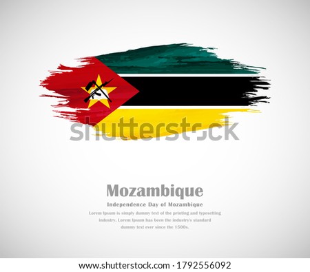 Abstract brush painted grunge flag of Mozambique country for Independence day of Mozambique