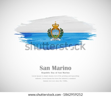 Abstract brush painted grunge flag of San Marino country for republic day of San Marino