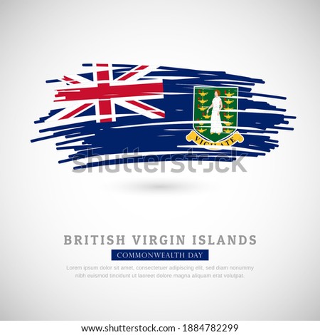 Brush flag of British Virgin Islands country. Happy commonwealth day of British Virgin Islands with grungy flag background