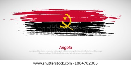 Artistic grungy watercolor brush flag of Angola country. Happy independence day of Angola background