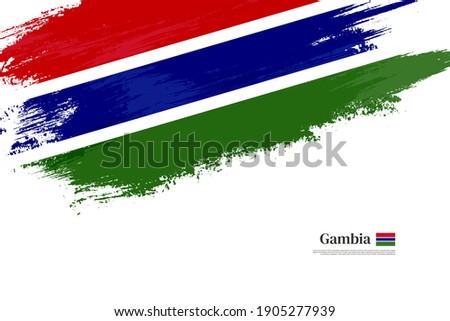 Stylish brush flag of Gambia. Happy independence day of Gambia with grungy flag background