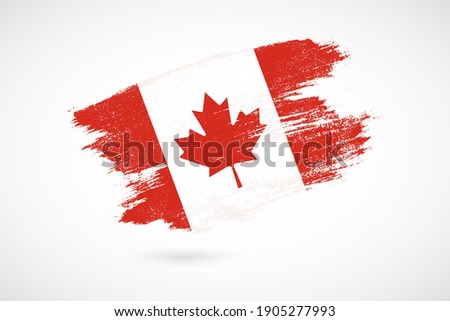 Happy Canada day with vintage style brush flag background