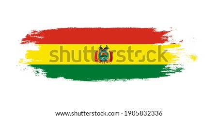 Brush painted national flag of Bolivia country isolated on white with design element in texture style