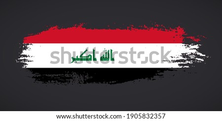 Creative Iraq country grungy brush flag for independence day