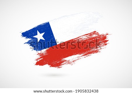 Happy independence day of Chile with vintage style brush flag background