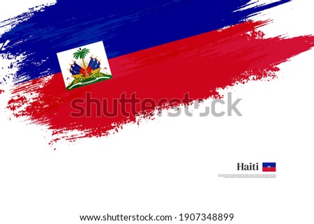 Stylish brush flag of Haiti. Happy independence day of Haiti with grungy flag background