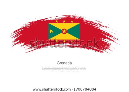 Curve style brush painted grunge flag of Grenada country in artistic style