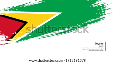 Creative hand drawing brush flag of Guyana country for special independence day