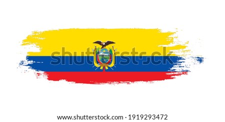 Brush painted national flag of Ecuador country isolated on white with design element in texture style