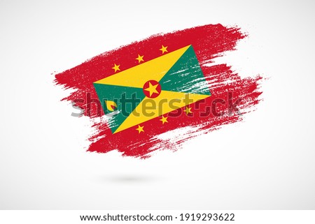 Happy independence day of Grenada with vintage style brush flag background