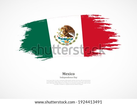 Happy independence day of Mexico with national flag on grunge texture