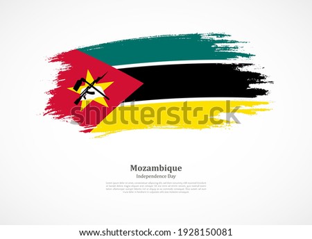 Happy independence day of Mozambique with national flag on grunge texture