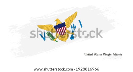 Hand painted brush flag of United States Virgin Islands country with stylish flag on white background