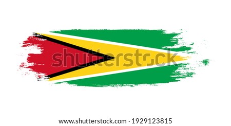 Brush painted national flag of Guyana country isolated on white with design element in texture style