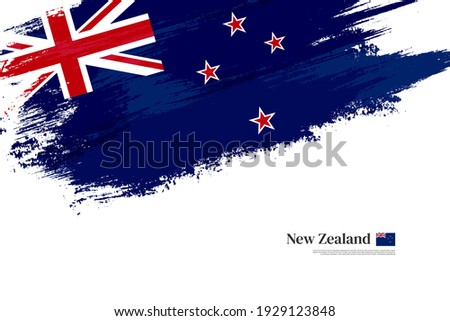 Stylish brush flag of New Zealand. Happy waiting day of New Zealand with grungy flag background