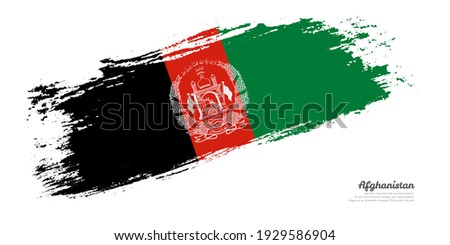 Hand painted brush flag of Afghanistan country with stylish flag on white background