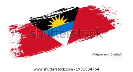Hand painted brush flag of Antigua and Barbuda country with stylish flag on white background