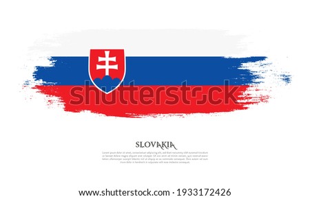 Slovakia flag brush concept. Flag of Slovakia grunge style banner background