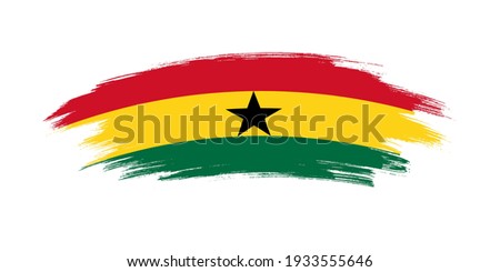 Artistic grunge brush flag of Ghana isolated on white background