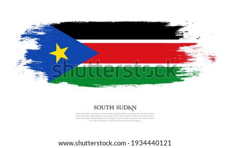 South Sudan flag brush concept. Flag of South Sudan grunge style banner background