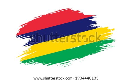 Patriotic of Mauritius flag in brush stroke effect on white background