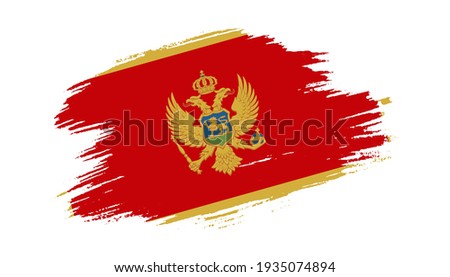 Patriotic of Montenegro flag in brush stroke effect on white background