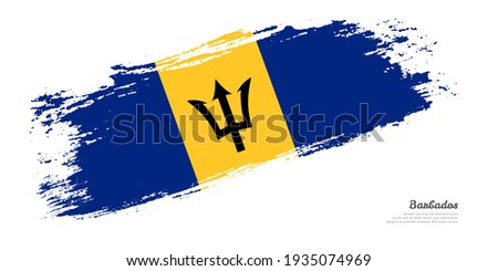 Hand painted brush flag of Barbados country with stylish flag on white background