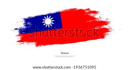 Happy national day of Taiwan with national flag on artistic stain brush stroke background